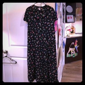 Black flowered long dress
